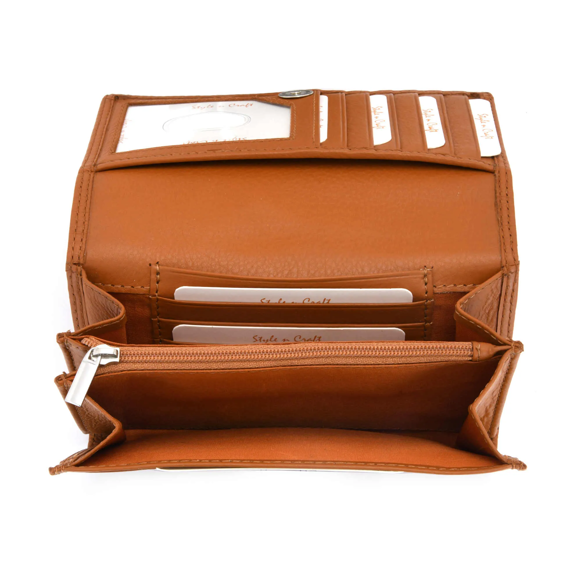 300953-CG Ladies Clutch Wallet in Tan Color Leather | Style n Craft