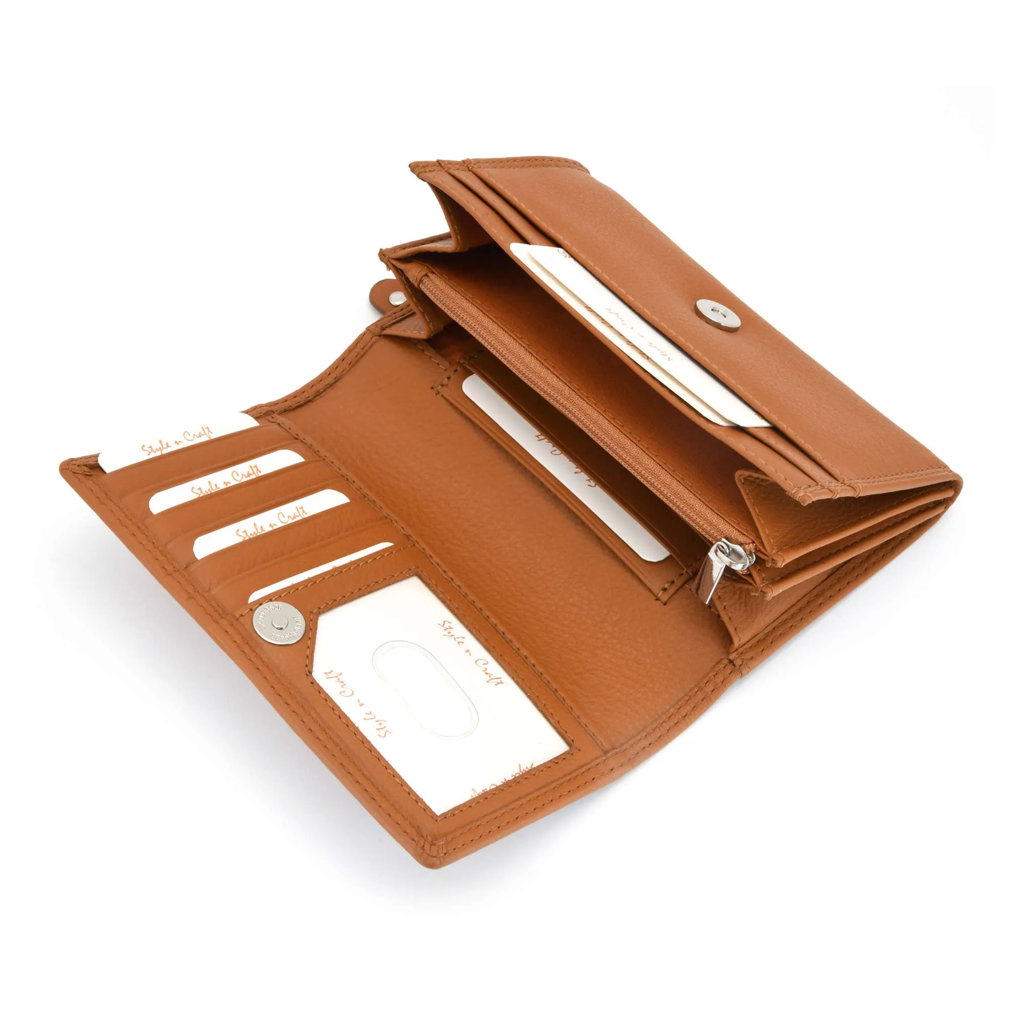 300953-CG Ladies Clutch Wallet in Tan Color Leather | Style n Craft