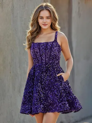 A-Line Sequins Homecoming Dresses with Pockets