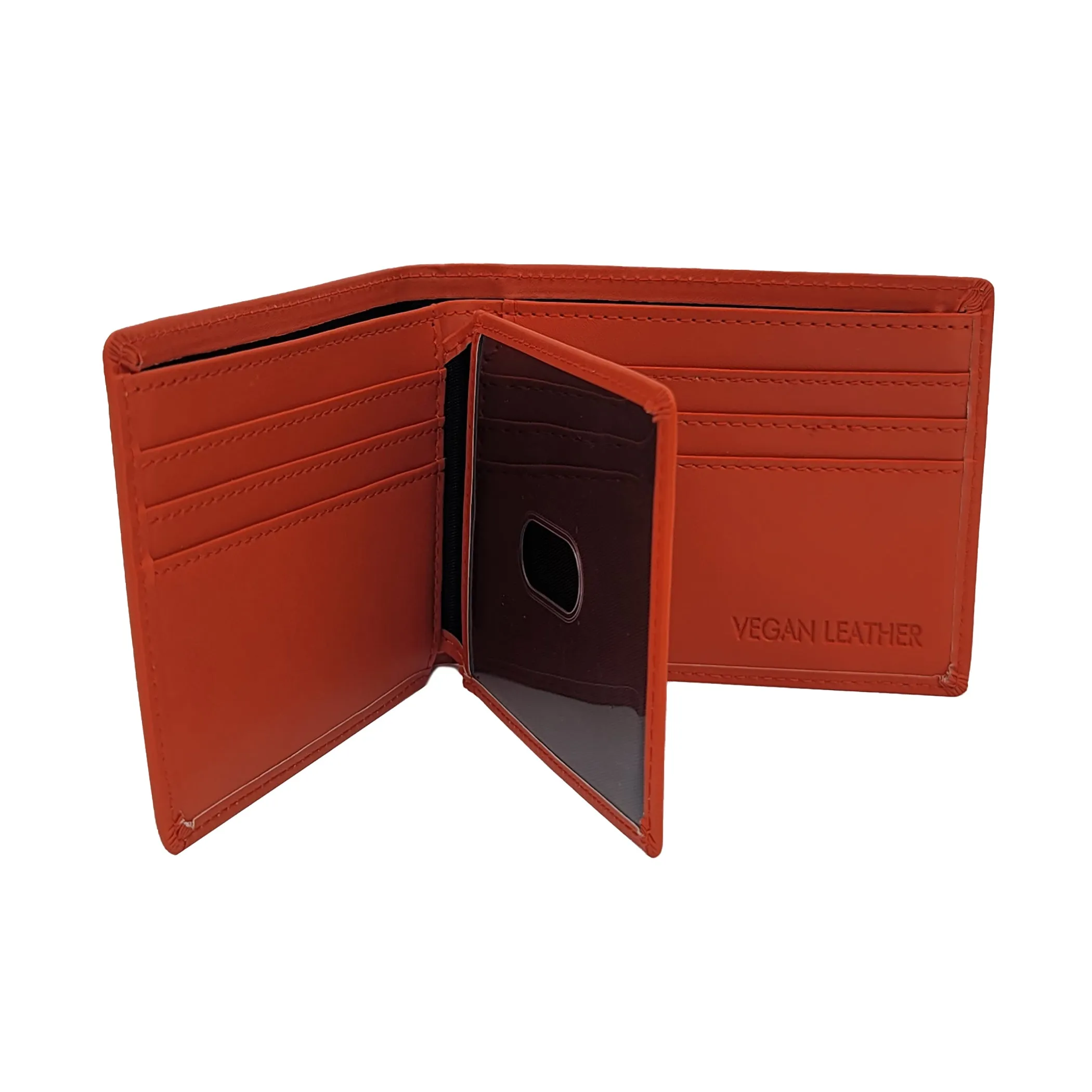 AG Wallets Men's Vegan Leather Bifold Wallet with RFID Protection - 2 Full-Size Cash Compartments, 6 Credit Card Slots, 2 Side Slip Slots, 2 Clear ID Windows for Ultimate Organization