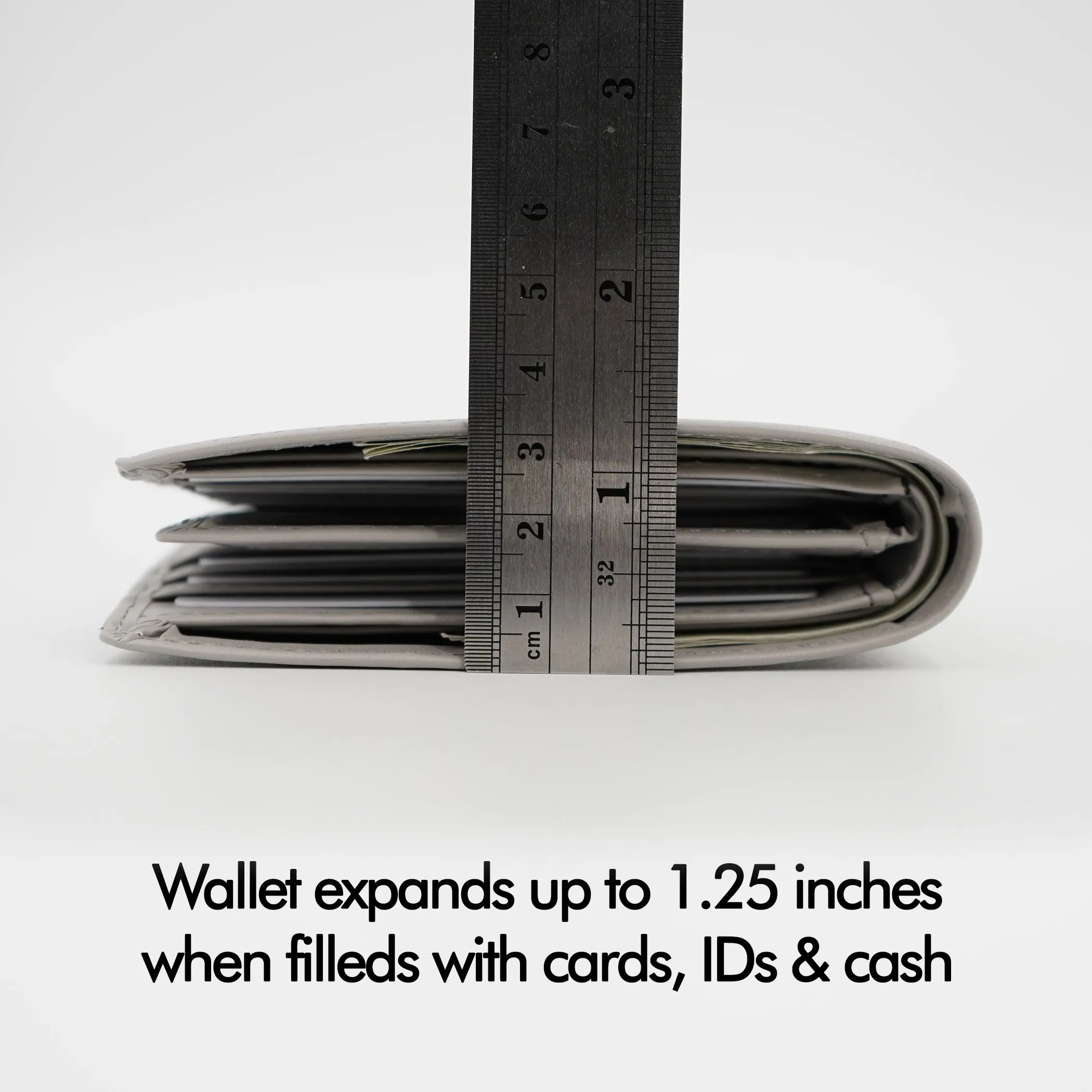 AG Wallets Men's Vegan Leather Bifold Wallet with RFID Protection - 2 Full-Size Cash Compartments, 6 Credit Card Slots, 2 Side Slip Slots, 2 Clear ID Windows for Ultimate Organization