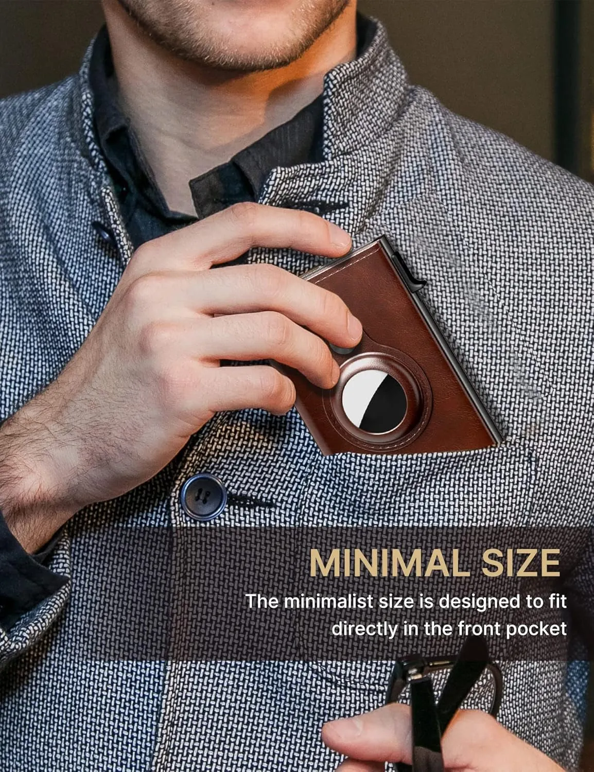 AirTag Wallet for Men with ID Window, Pop-Up Aluminum Card Holder