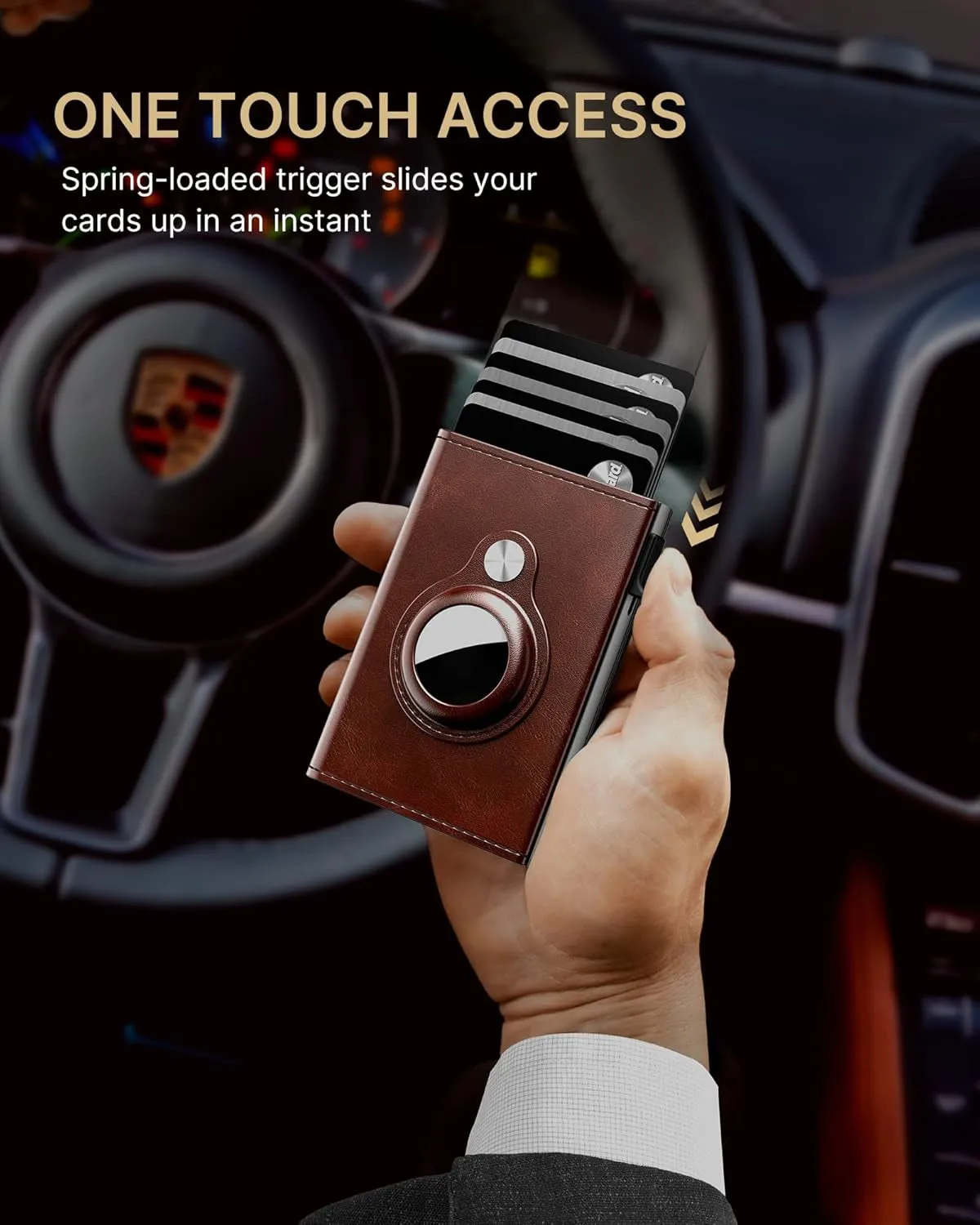 AirTag Wallet for Men with ID Window, Pop-Up Aluminum Card Holder