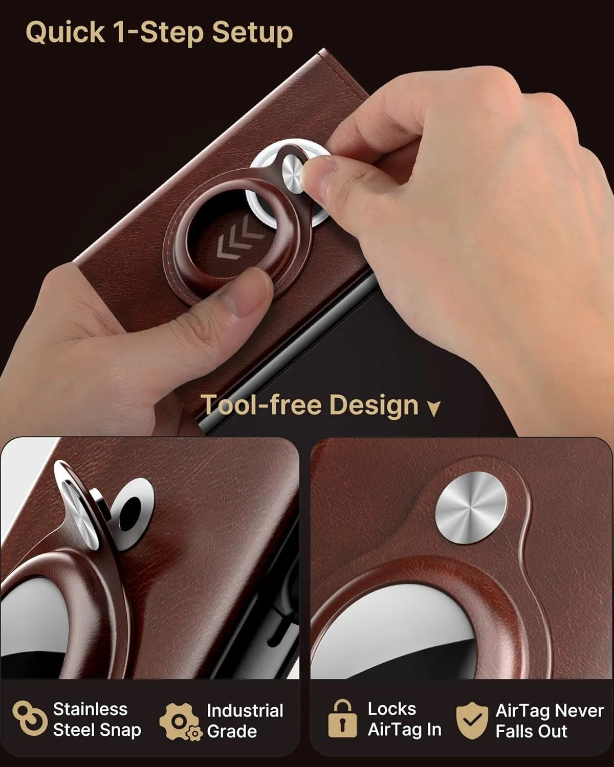 AirTag Wallet for Men with ID Window, Pop-Up Aluminum Card Holder