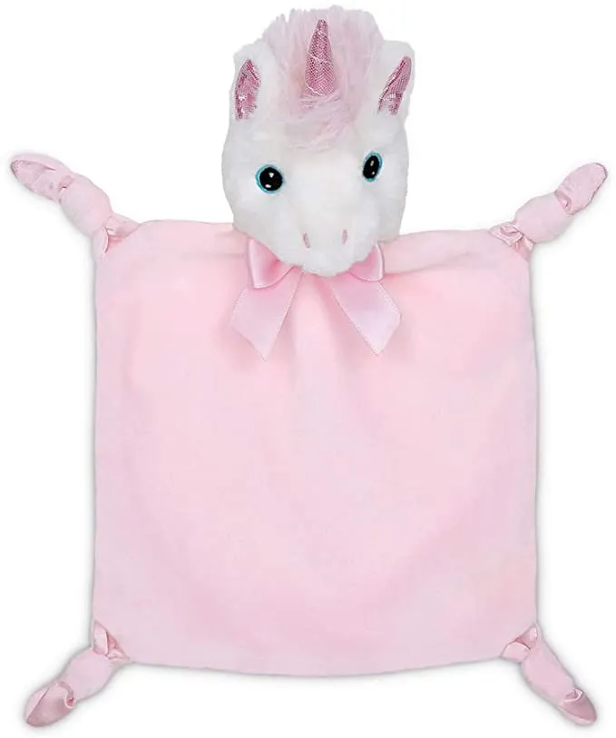 Bearington Baby Wee Dreamer, Small Unicorn Stuffed Animal Lovey Security Blanket, 8" x 7"