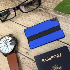 Blue Carved Aluminum Metal Wallet