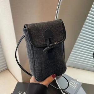 Buckle Closure Denim Crossbody Bag
