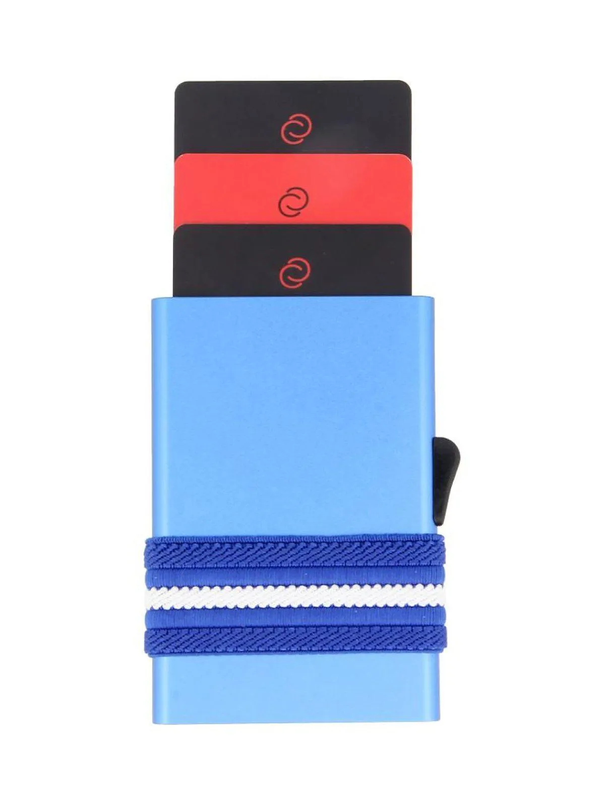 C-Secure Aluminium RFID Cardholder With Money Band Dark Blue Stripes