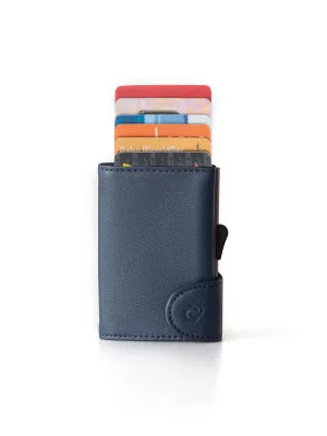 C-Secure Italian Leather RFID Wallet With Coin Pouch Blue