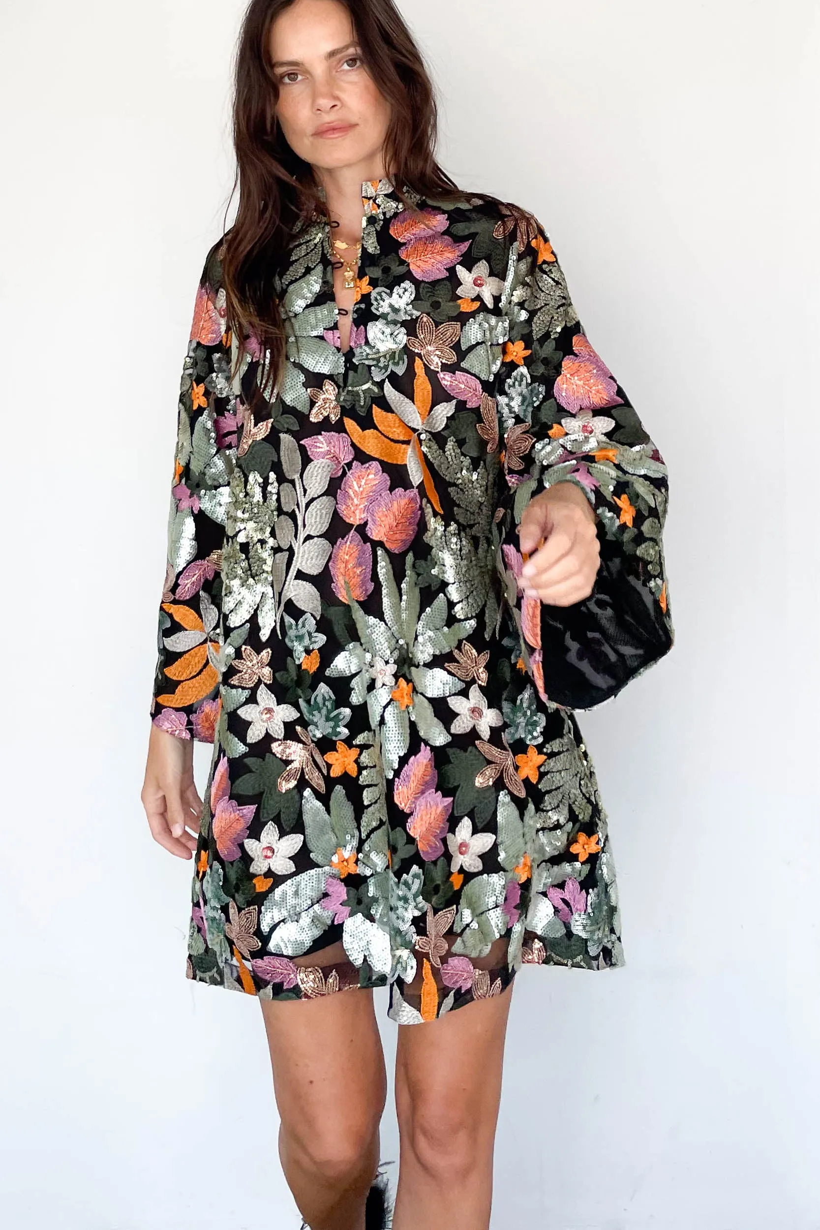Caftan No. 859 Safari Floral Sequin Mini