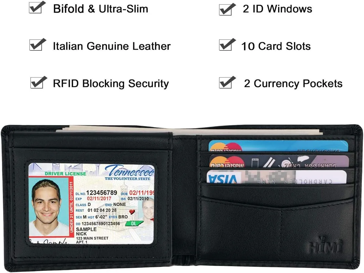 Carbon Fiber Trifold Wallet With 2 ID Window