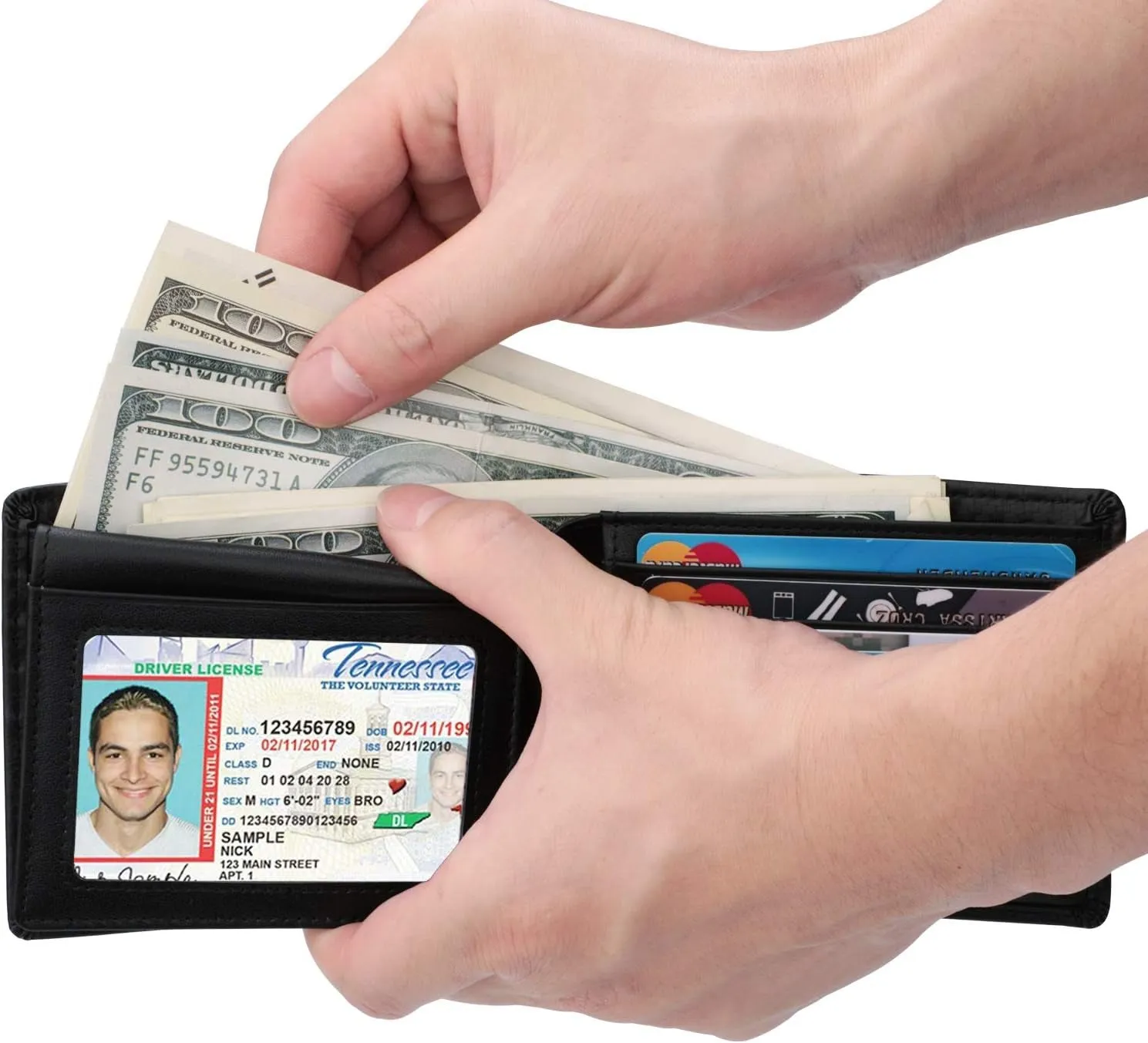 Carbon Fiber Trifold Wallet With 2 ID Window