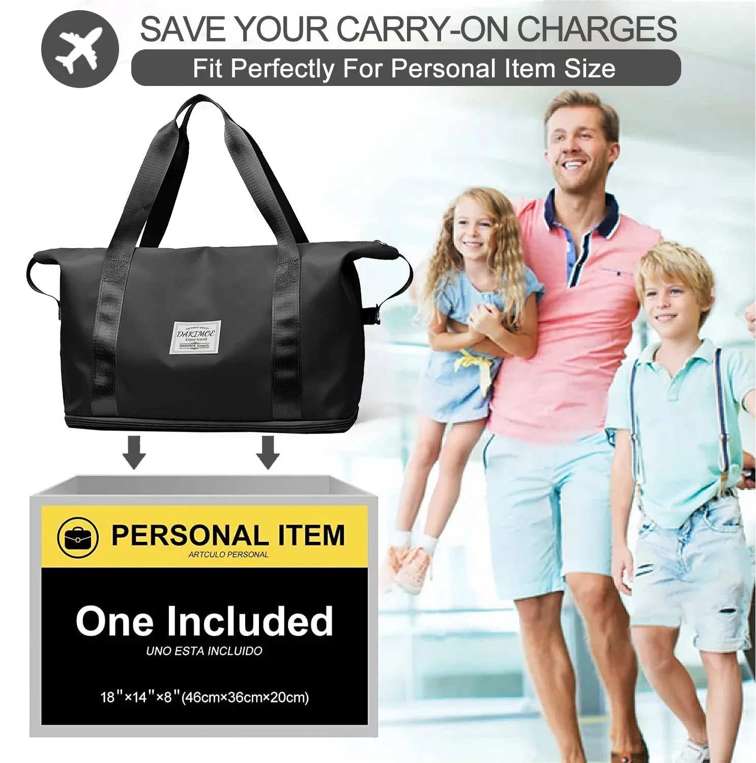 Carry Bag Bag Phone Duffle for Gym on Pocket/Front Wet Pocket/Trolley Sleeve Travel Black with Weekender Refined Dry Hot offer Pocket, Women, Bag, Bags Travel