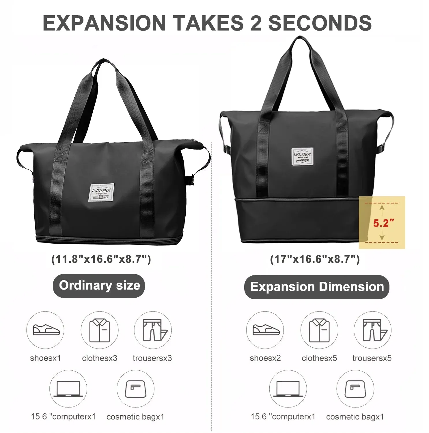 Carry Bag Bag Phone Duffle for Gym on Pocket/Front Wet Pocket/Trolley Sleeve Travel Black with Weekender Refined Dry Hot offer Pocket, Women, Bag, Bags Travel