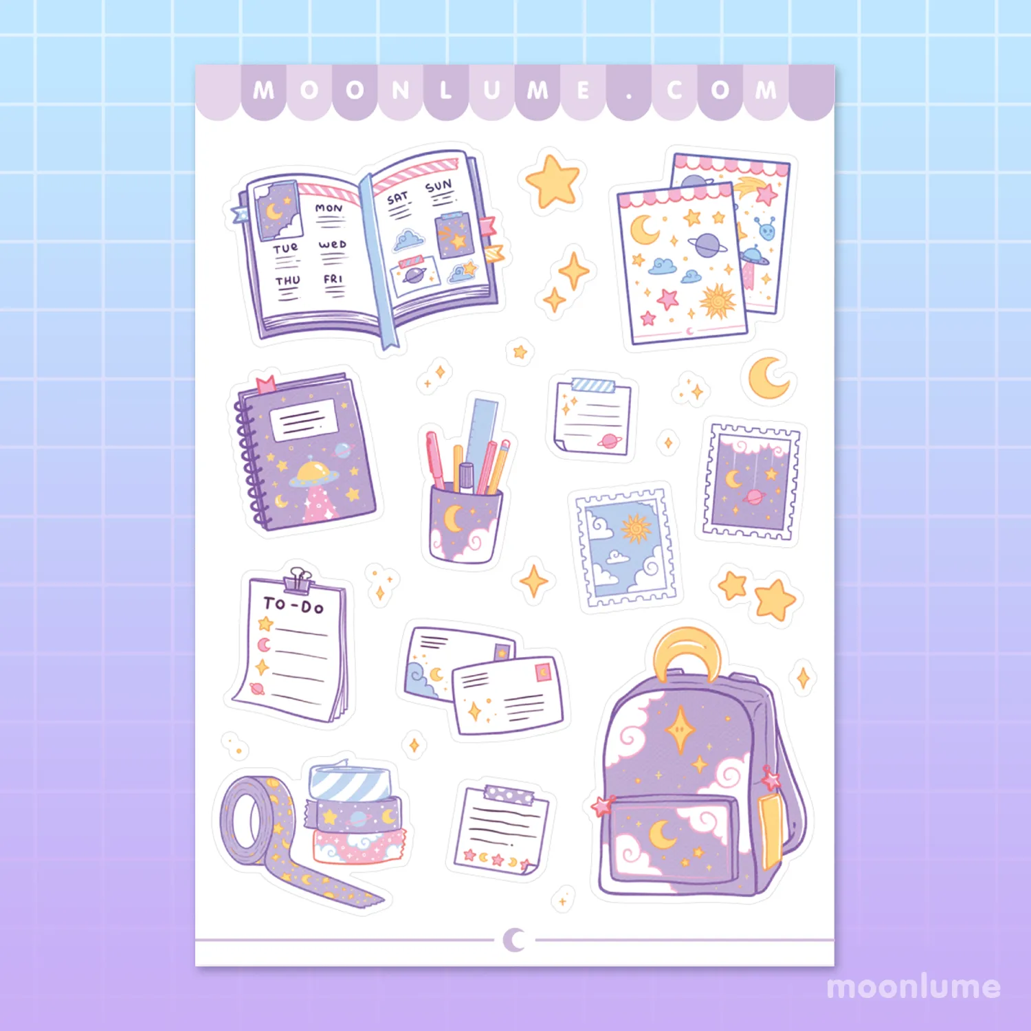 Celestial Stationery - matte vinyl sticker sheet