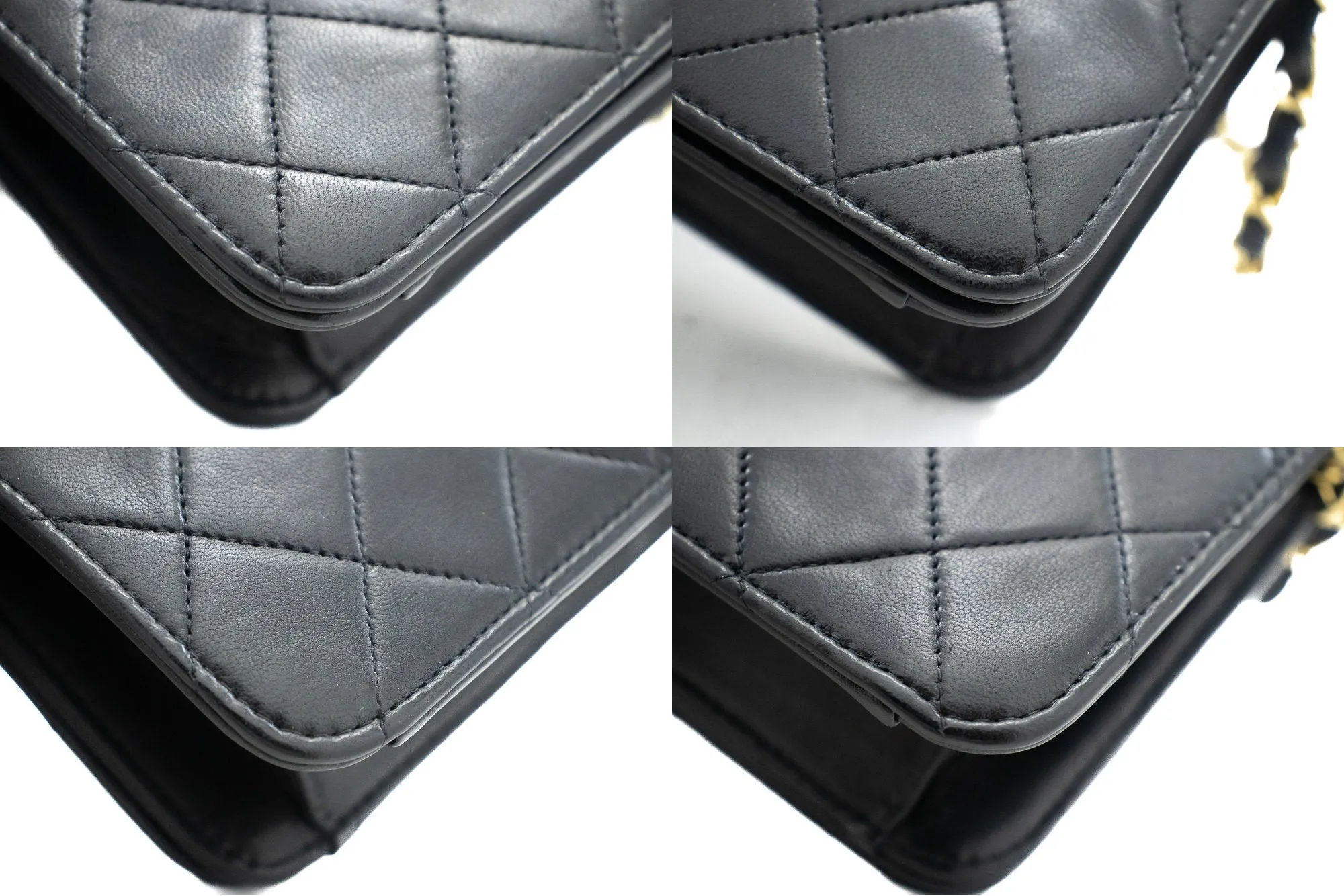 CHANEL Full Flap Chain Shoulder Bag Clutch Black Quilted Lambskin j67