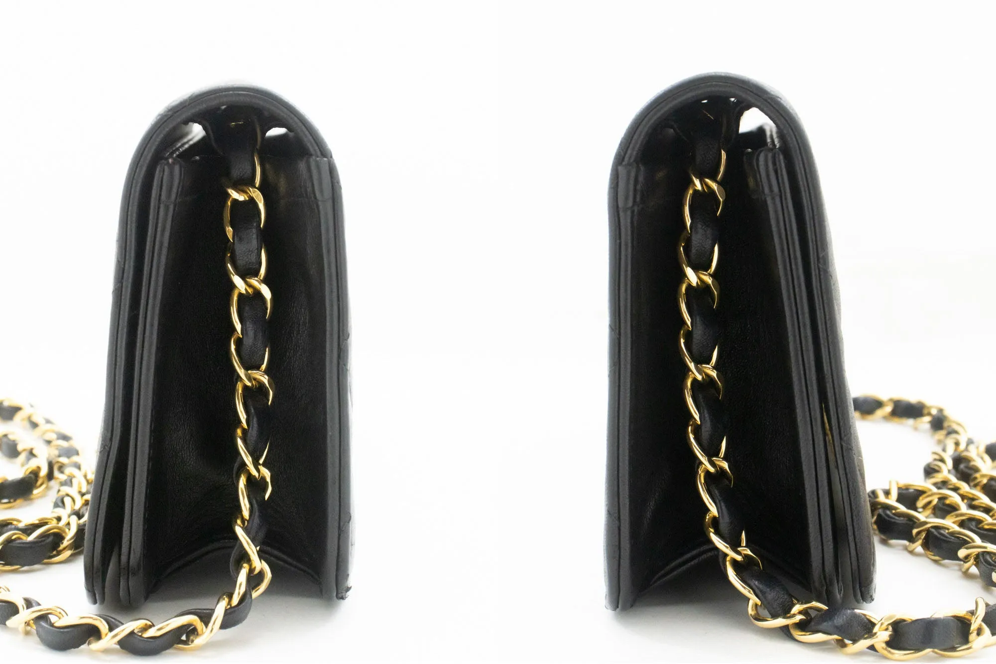 CHANEL Full Flap Chain Shoulder Bag Clutch Black Quilted Lambskin p19