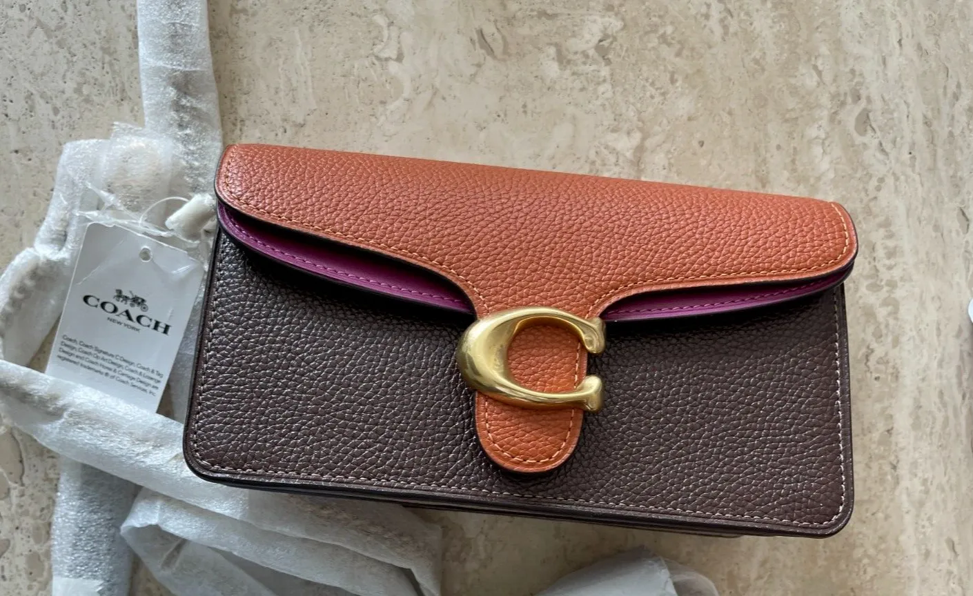Coach Tabby Crossbody Strap B4 Dark Brown Teak Leather Snap Gold Handbag Bag New