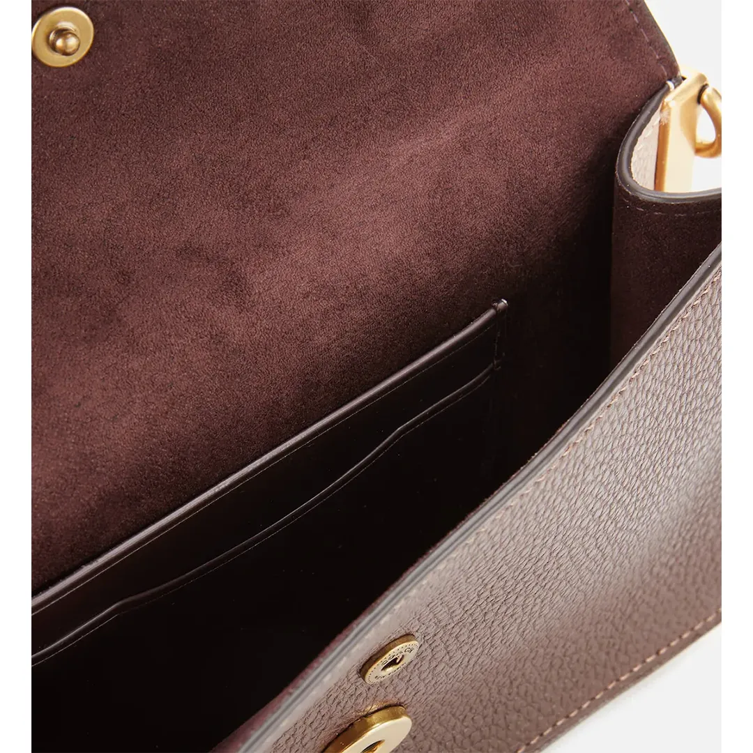 Coach Tabby Crossbody Strap B4 Dark Brown Teak Leather Snap Gold Handbag Bag New