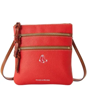 Dooney & Bourke Women's Boston Red Sox Pebble Triple Zip Crossbody Bag, Red