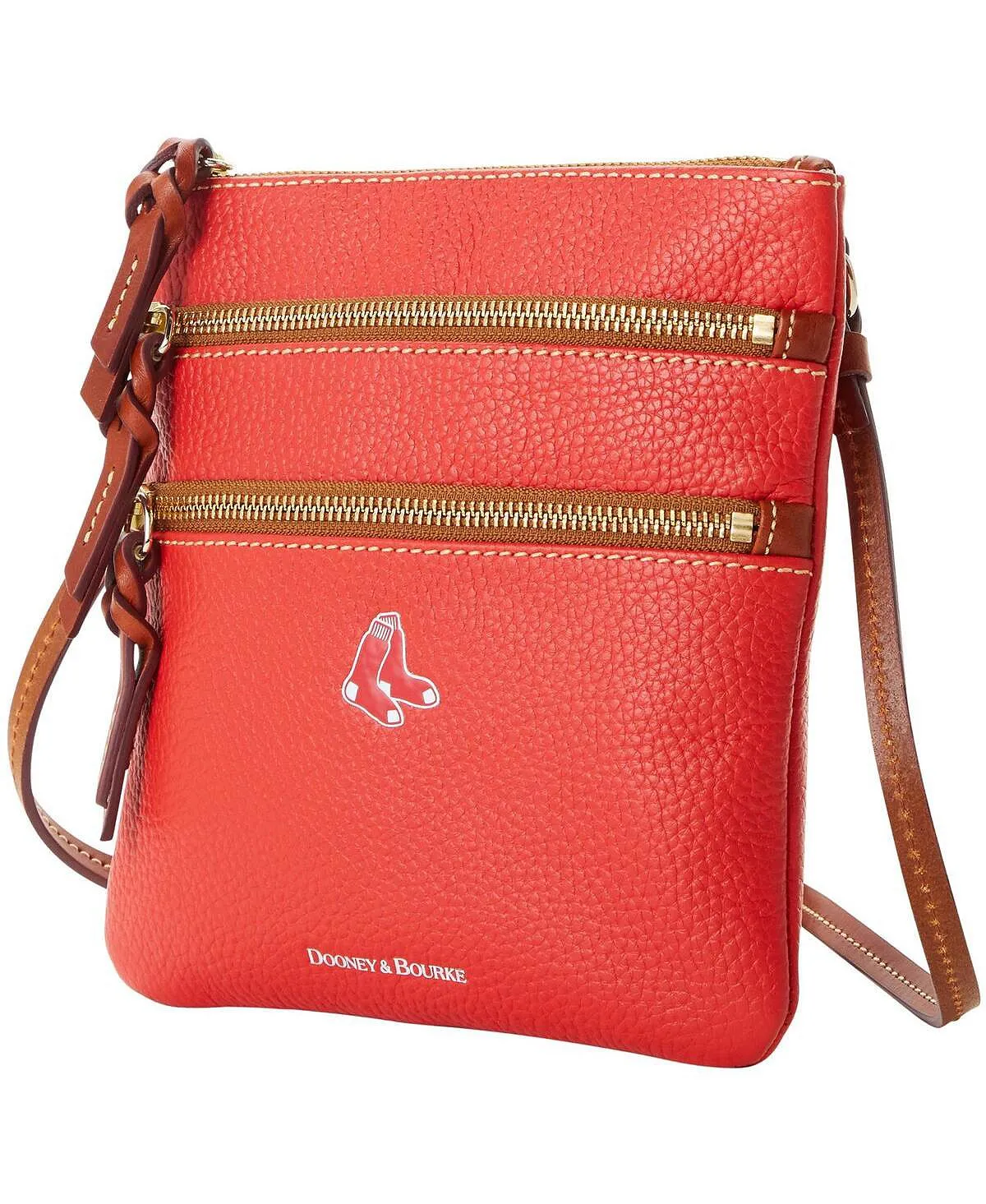 Dooney & Bourke Women's Boston Red Sox Pebble Triple Zip Crossbody Bag, Red