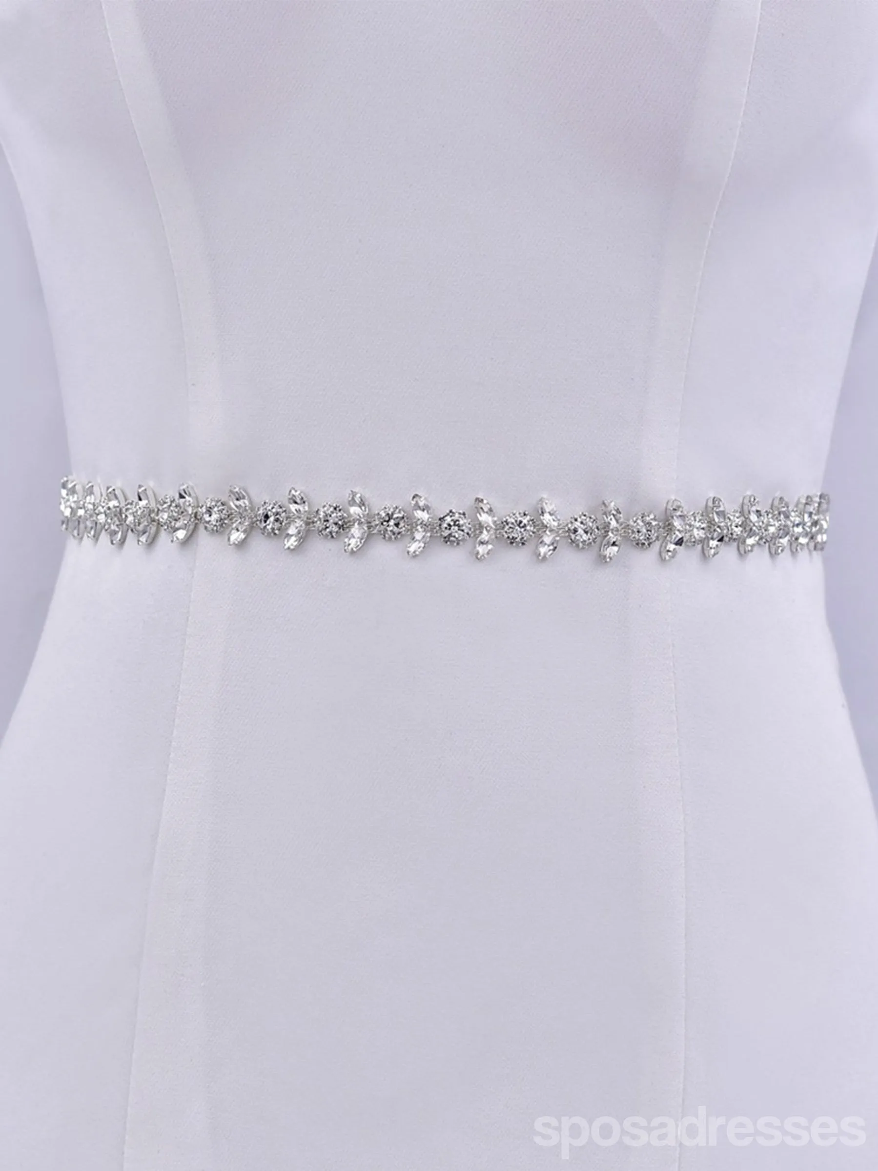 Elegant Sparkly Beaded Thin Brides Sash For Wedding,S440