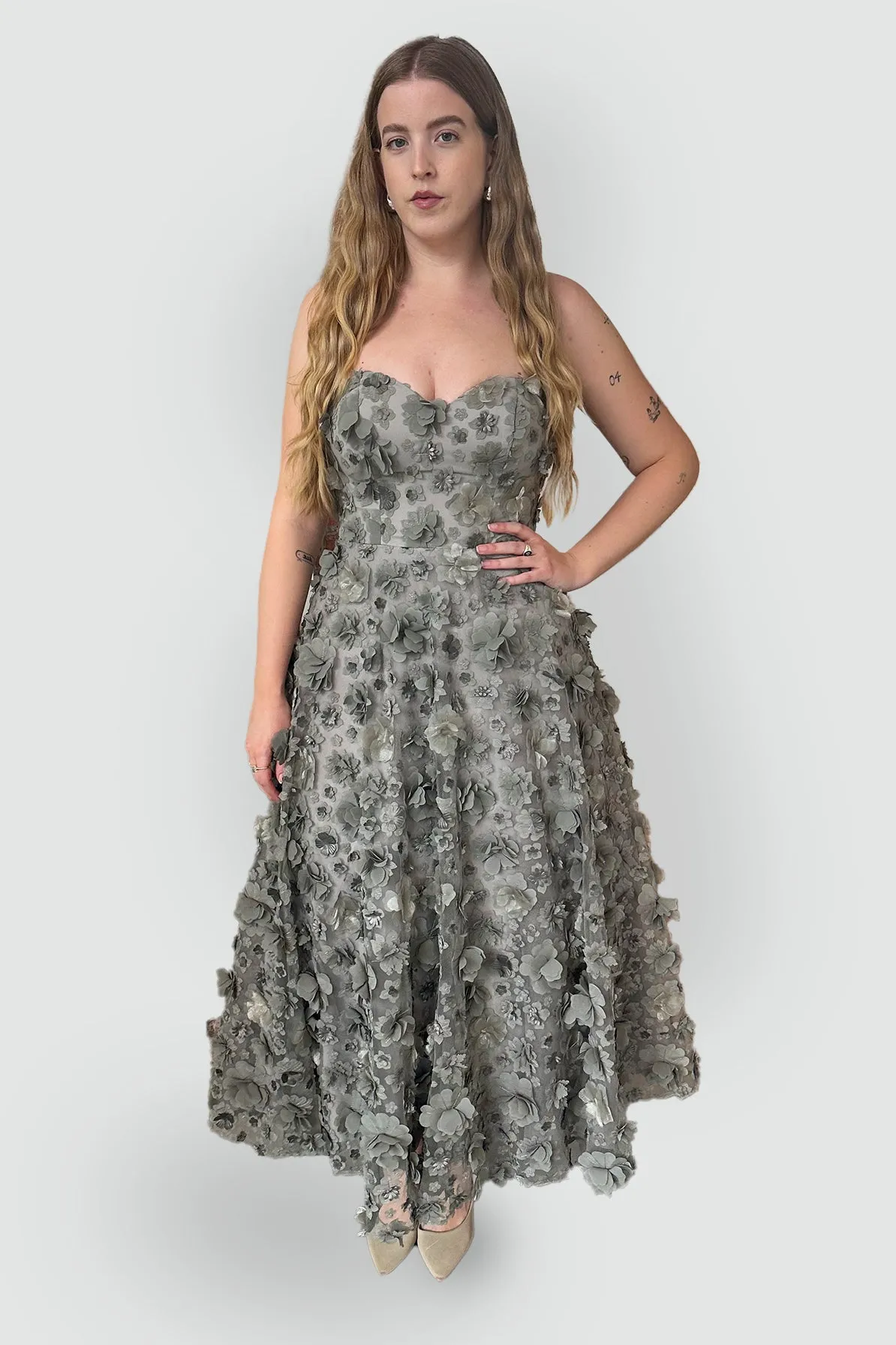 Enchanted Midi Dress in Sage by Bariano - RENTAL