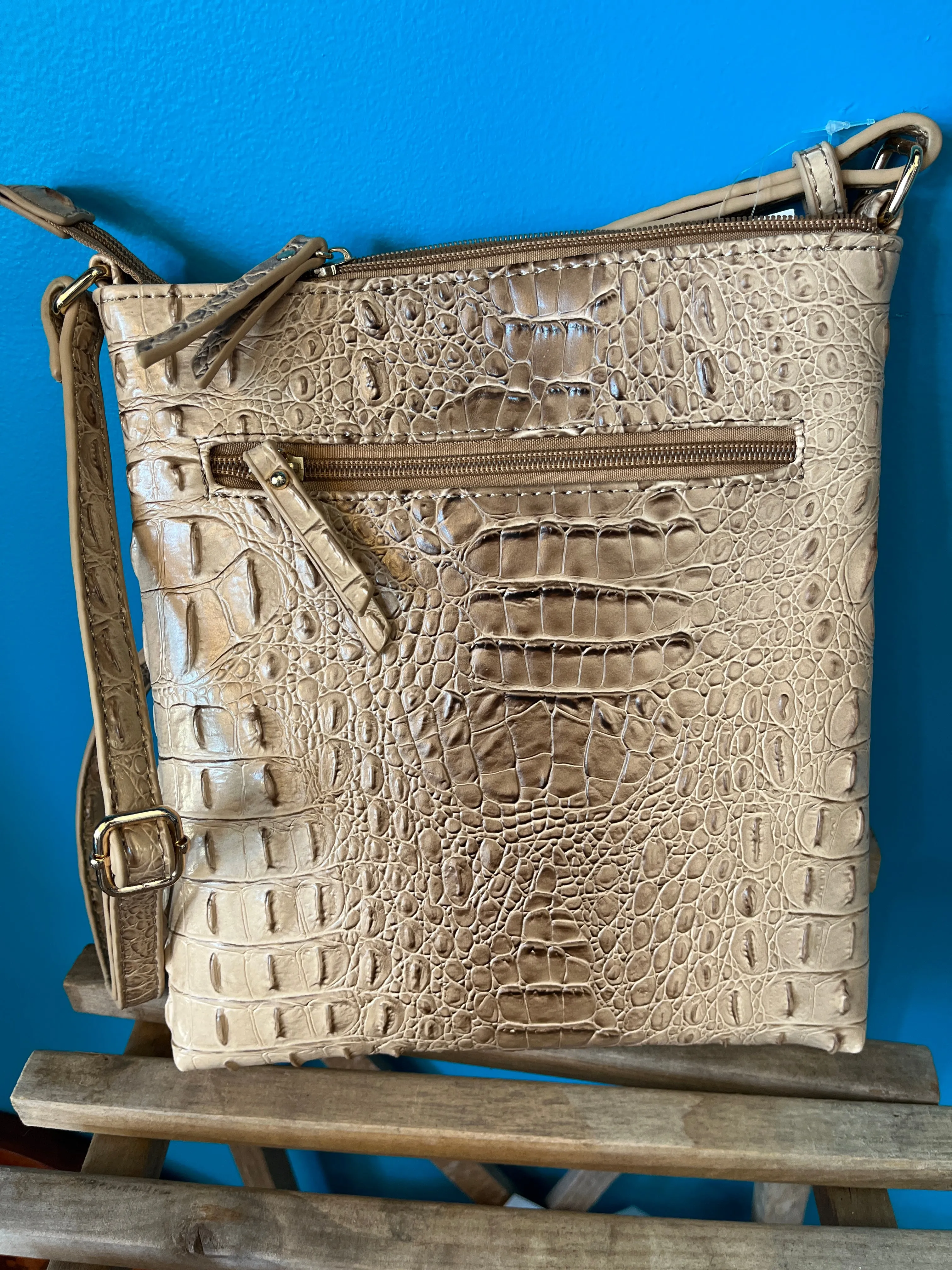Faux Leather Croc crossbody purse