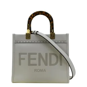 FENDI Sunshine Small Leather Crossbody Bag Off White