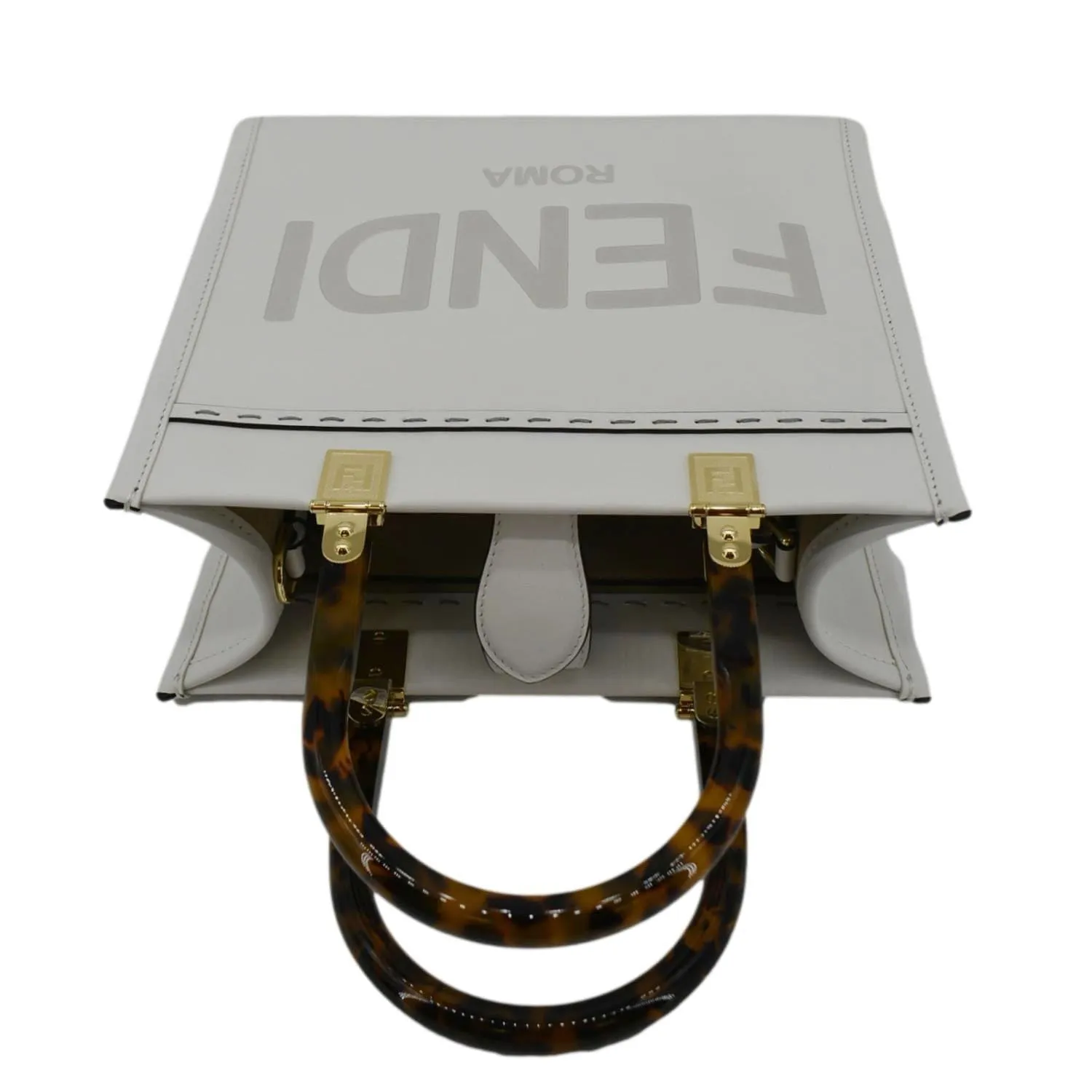 FENDI Sunshine Small Leather Crossbody Bag Off White