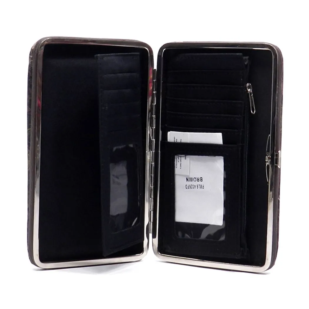 Fleur De Lis canvas western Camouflage Frame L Wallet studs rhinestone woman