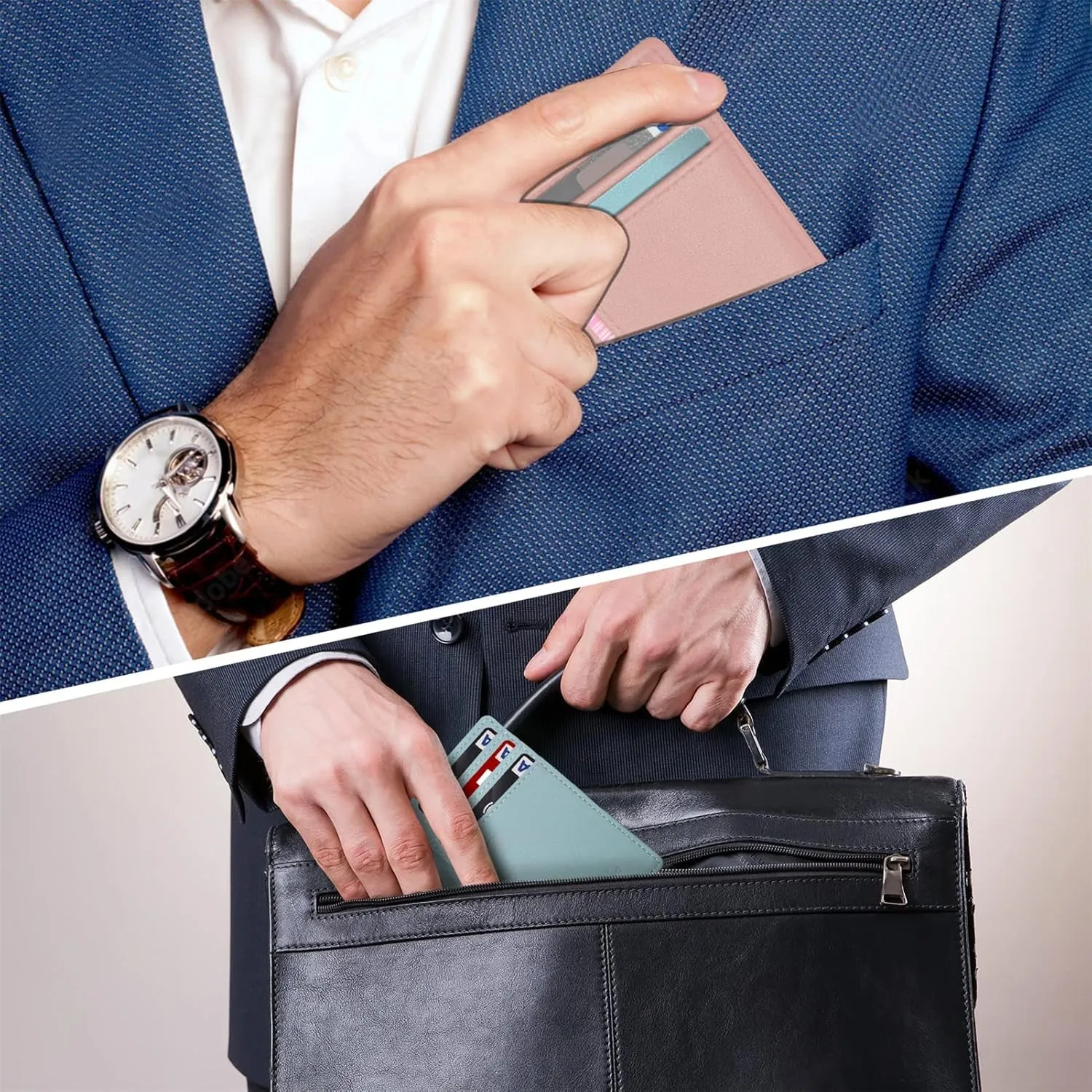 Front Pocket Minimalist Leather Wallet Slim RFID Blocking Wallet