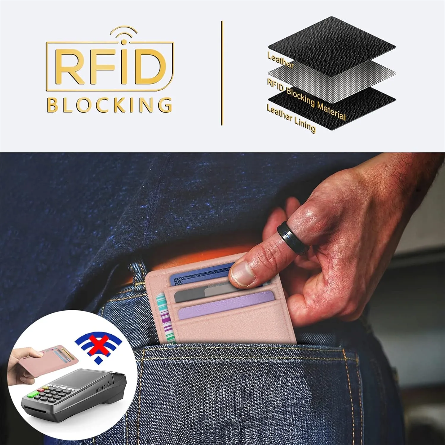 Front Pocket Minimalist Leather Wallet Slim RFID Blocking Wallet