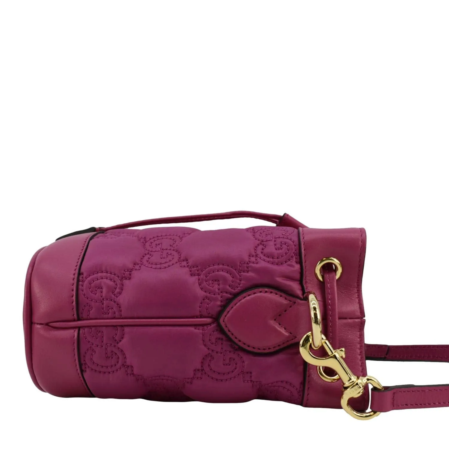 GUCCI GG Matelasse Nylon Bucket Crossbody Bag Pink 728231