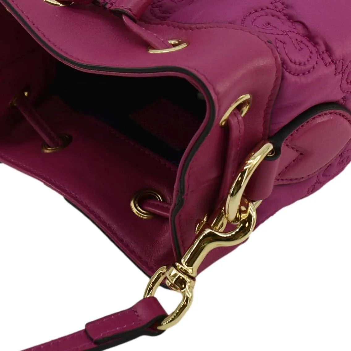 GUCCI GG Matelasse Nylon Bucket Crossbody Bag Pink 728231