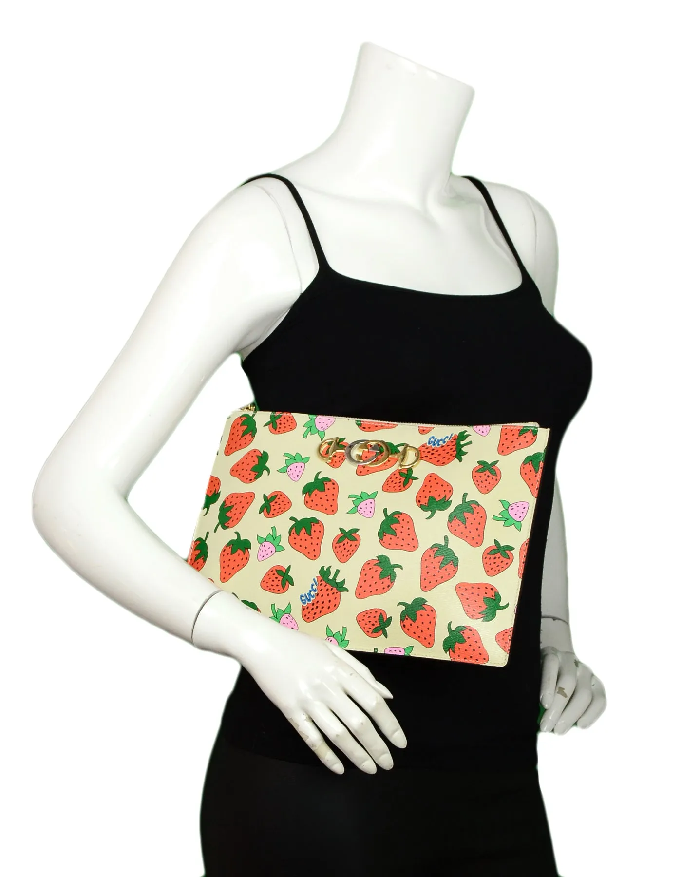 Gucci Zumi Strawberry Print Pouch