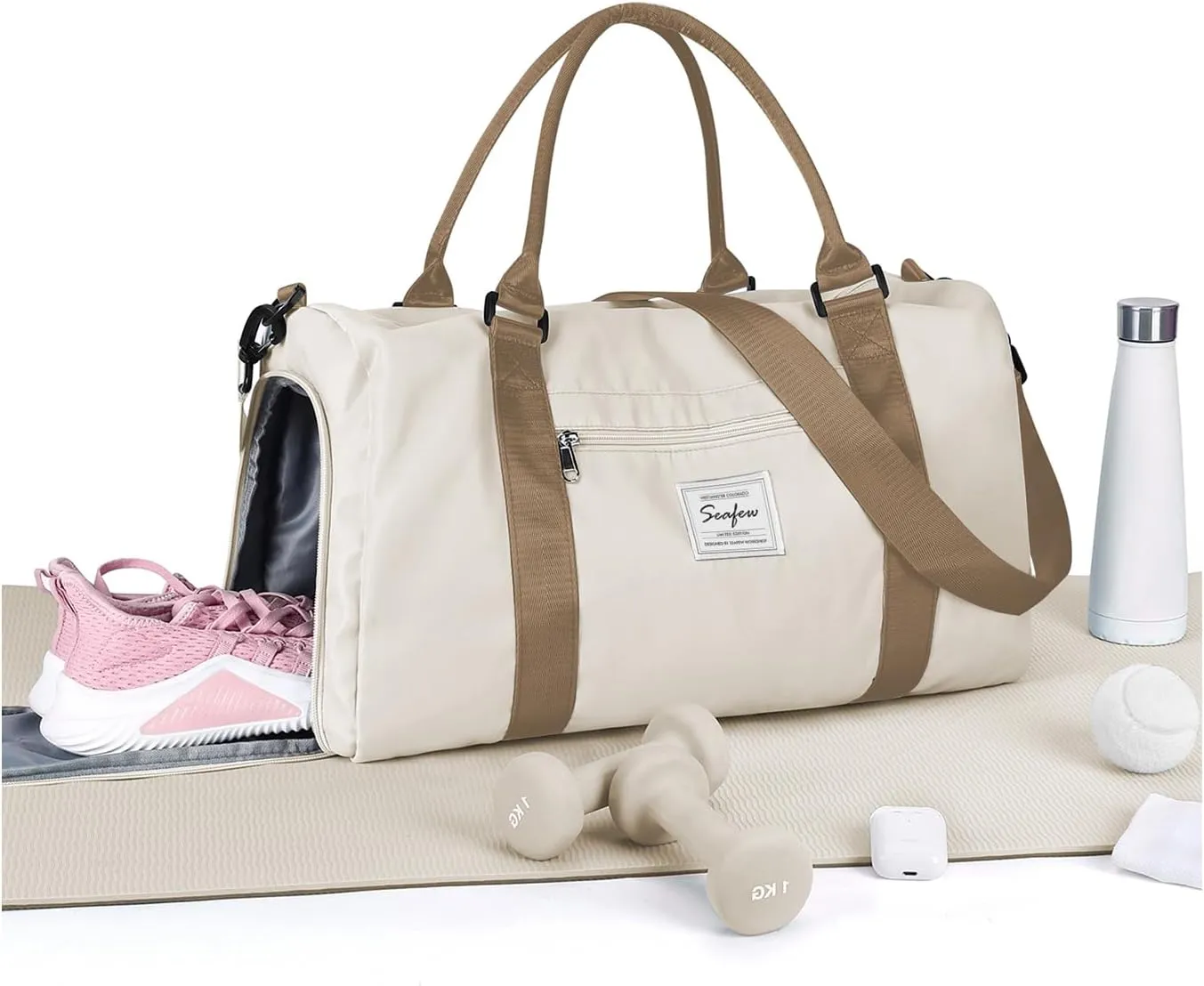 Gym Bag With Shoe Compartment (Beige, Army Green, Blue, Black/Brown, Grey Green)
