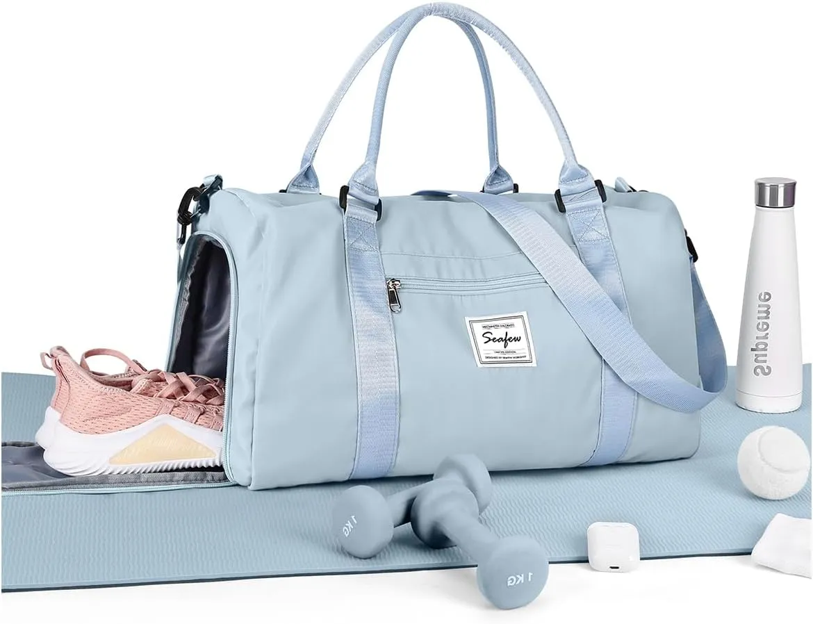 Gym Bag With Shoe Compartment (Purple, Sky Blue)