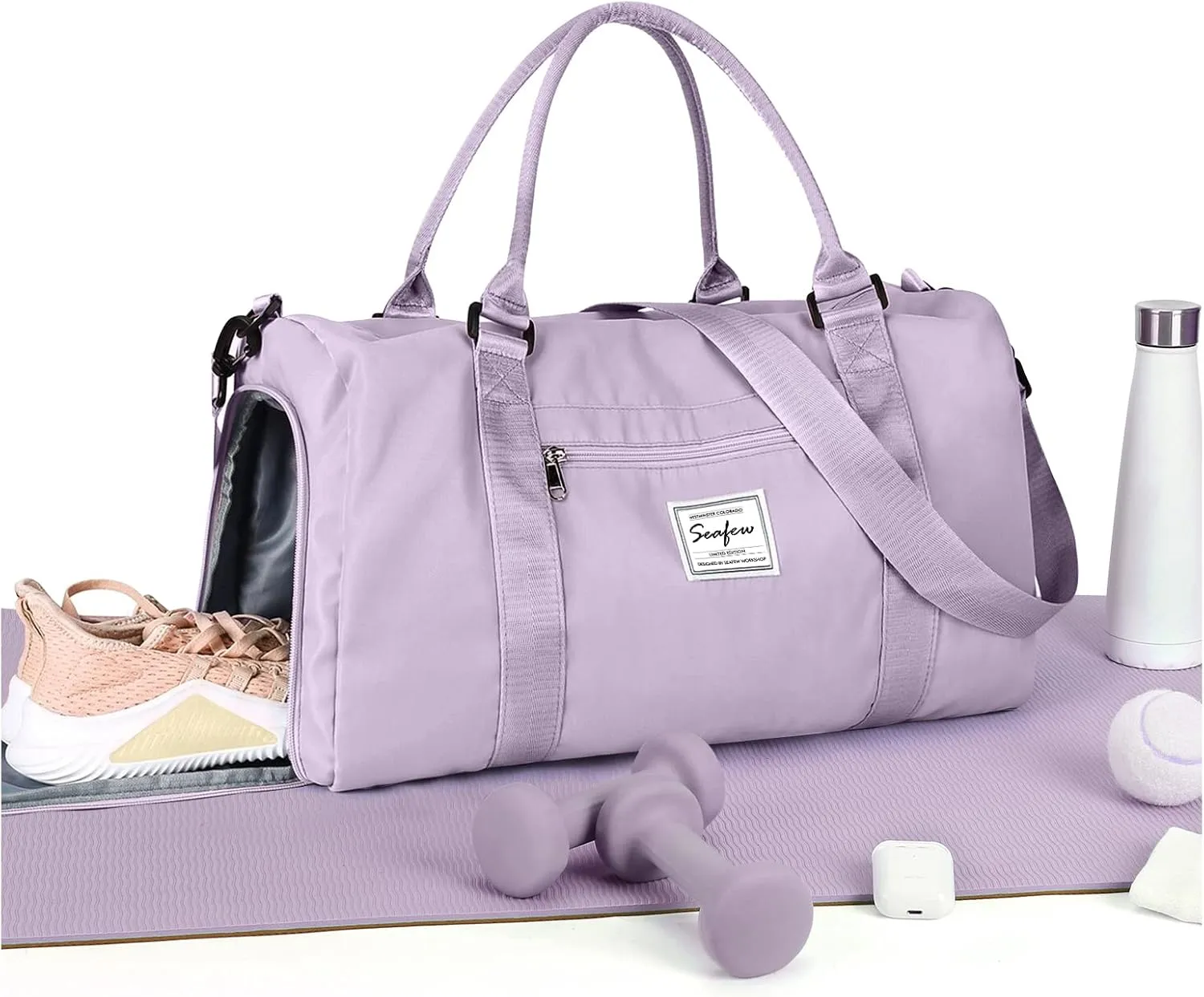 Gym Bag With Shoe Compartment (Purple, Sky Blue)