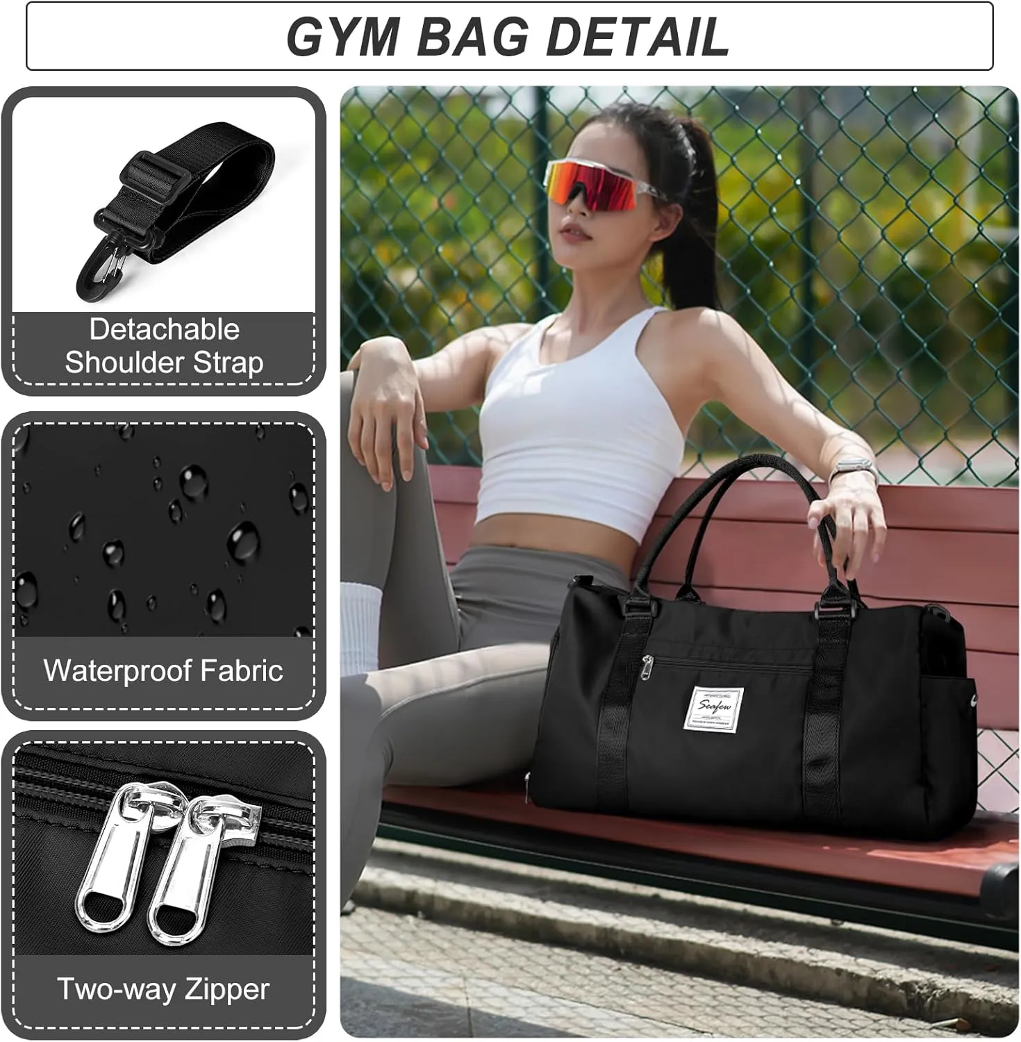 Gym Bag With Shoe Compartment (Purple, Sky Blue)