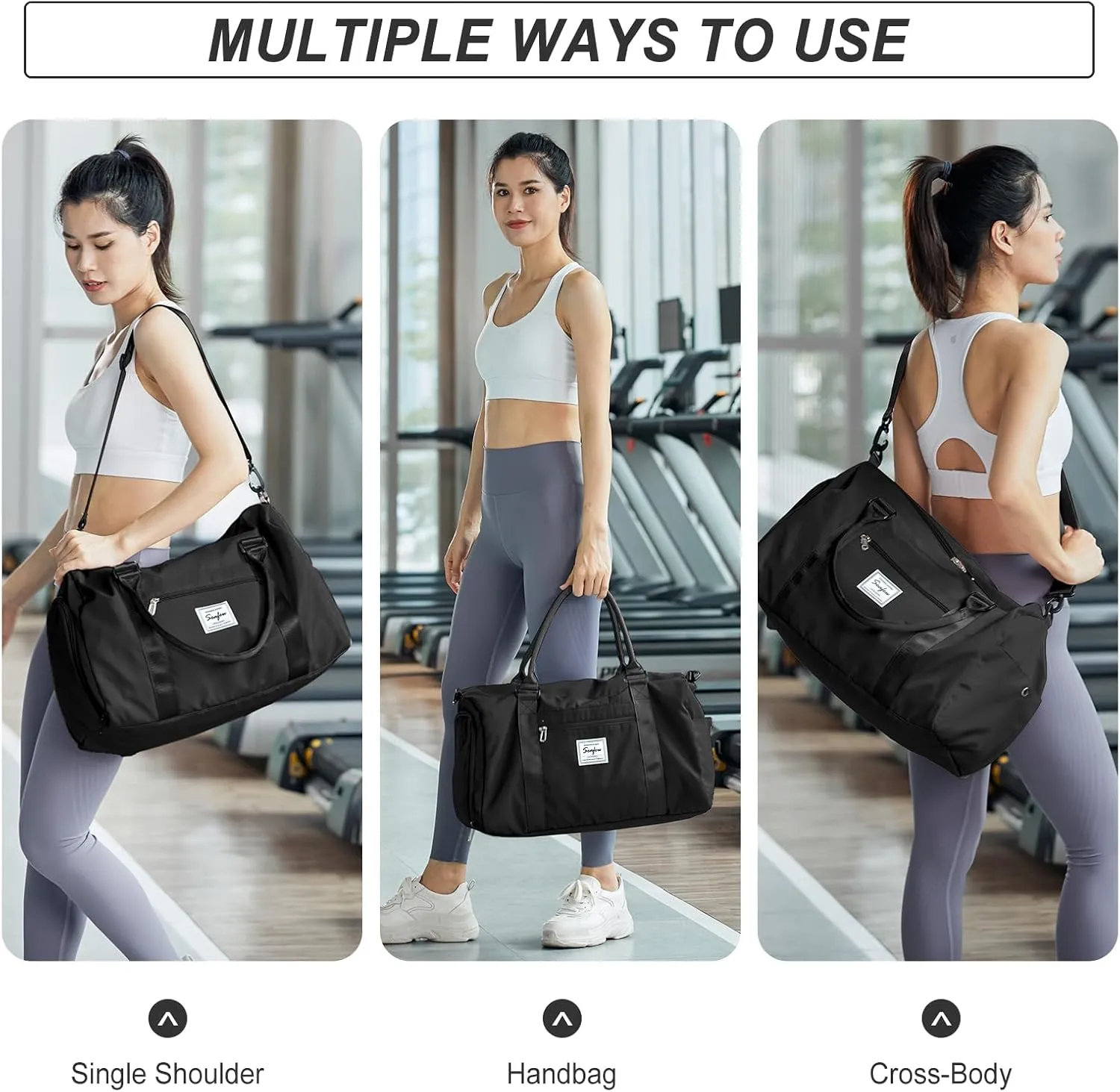 Gym Bag With Shoe Compartment (Purple, Sky Blue)