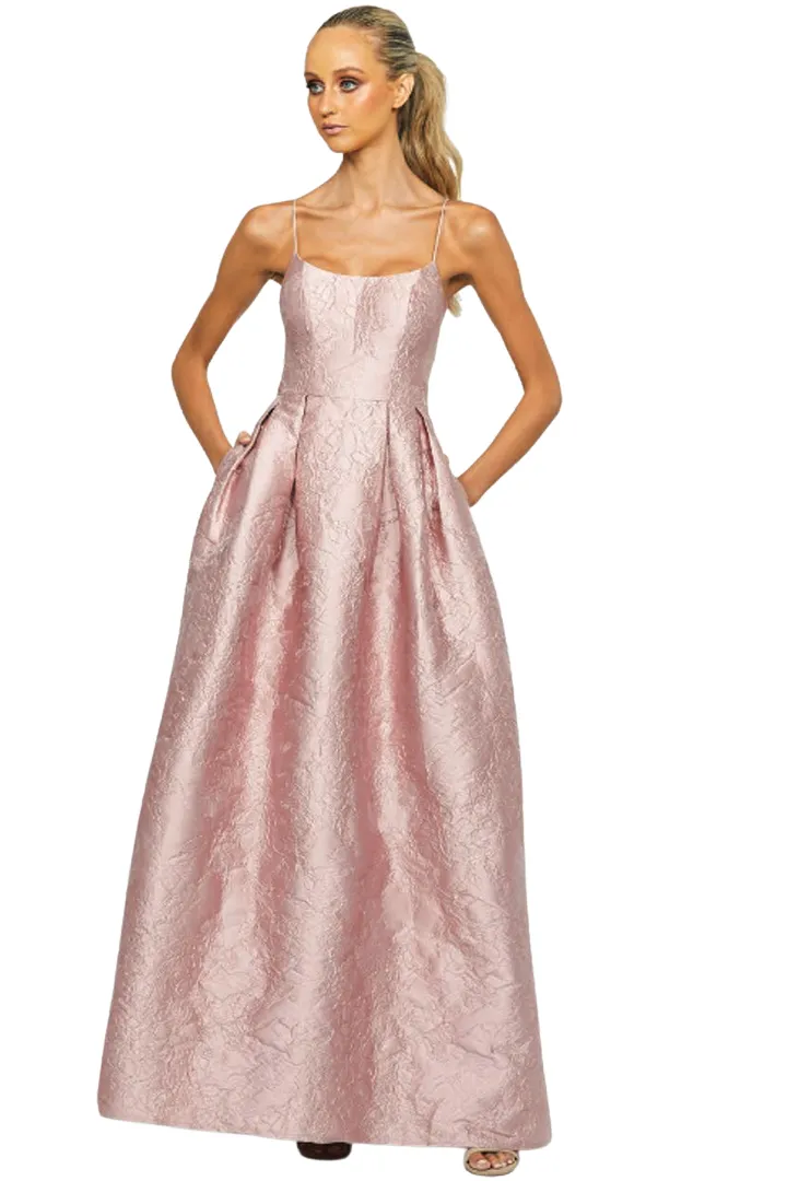Harmony Blush Jacquard Gown by Bariano (Petite Length) - RENTAL