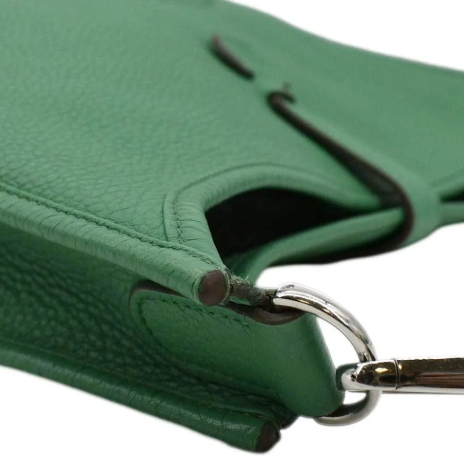 HERMES Evelyne PM III Clemence Leather Crossbody Bag Green