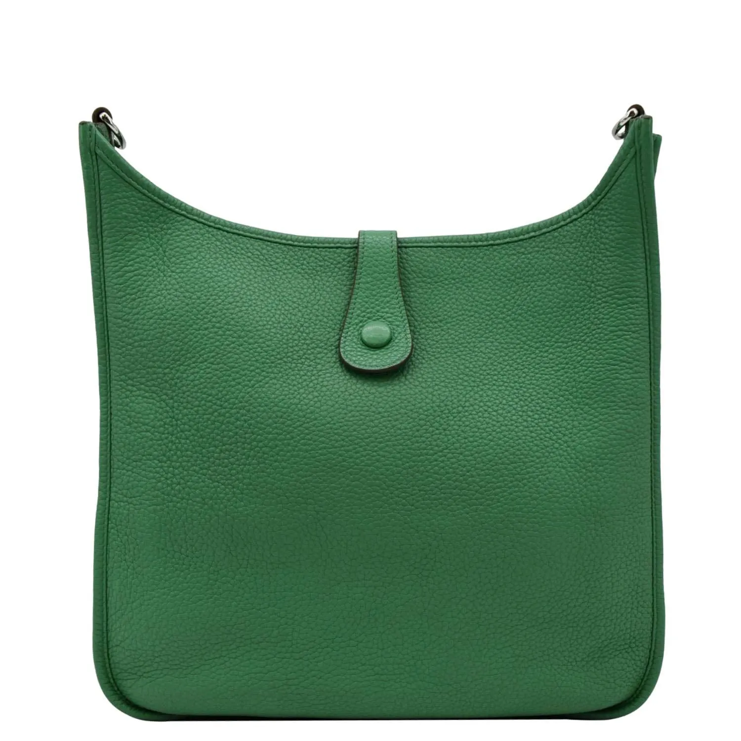 HERMES Evelyne PM III Clemence Leather Crossbody Bag Green