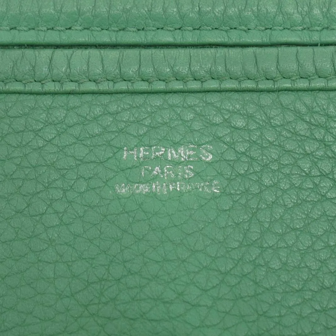 HERMES Evelyne PM III Clemence Leather Crossbody Bag Green