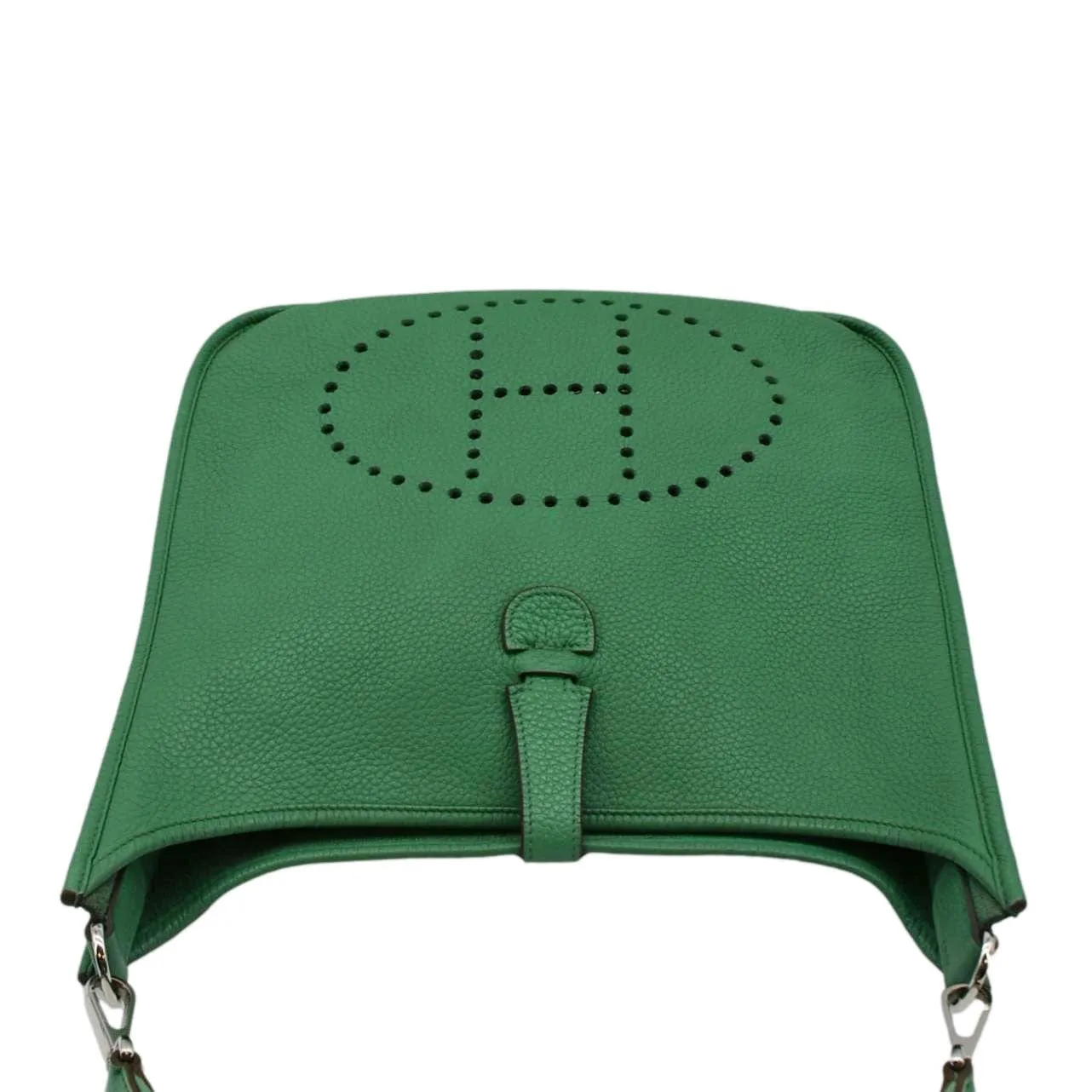 HERMES Evelyne PM III Clemence Leather Crossbody Bag Green
