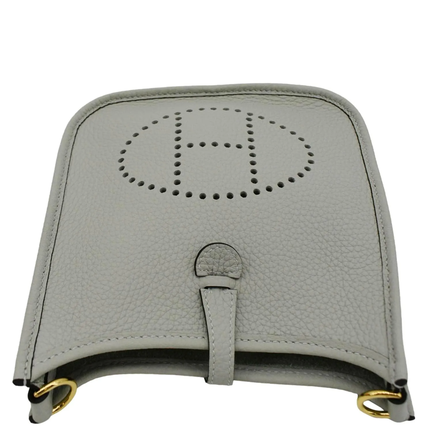 HERMES Evelyne TPM Clemence Leather Crossbody Bag Light Grey