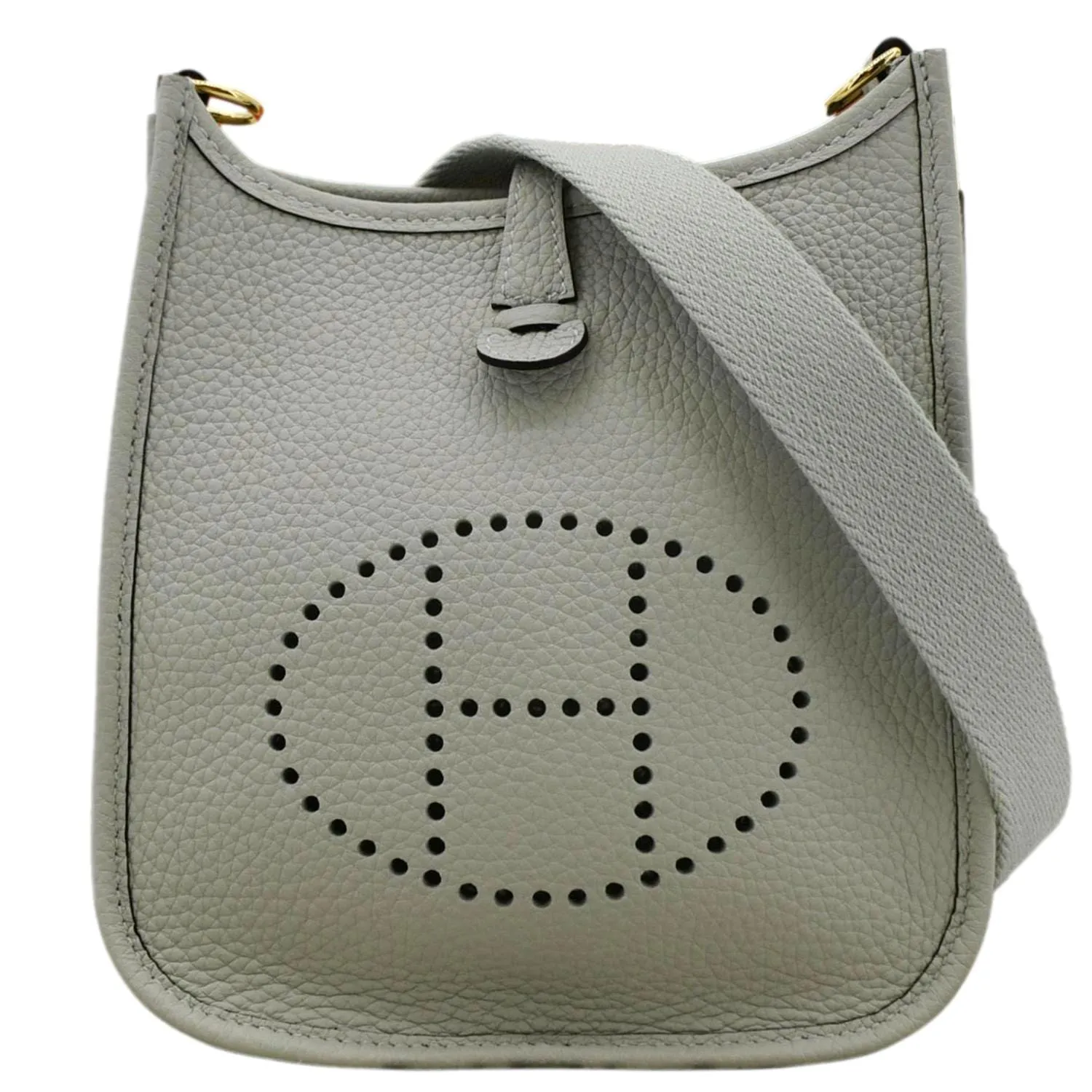 HERMES Evelyne TPM Clemence Leather Crossbody Bag Light Grey