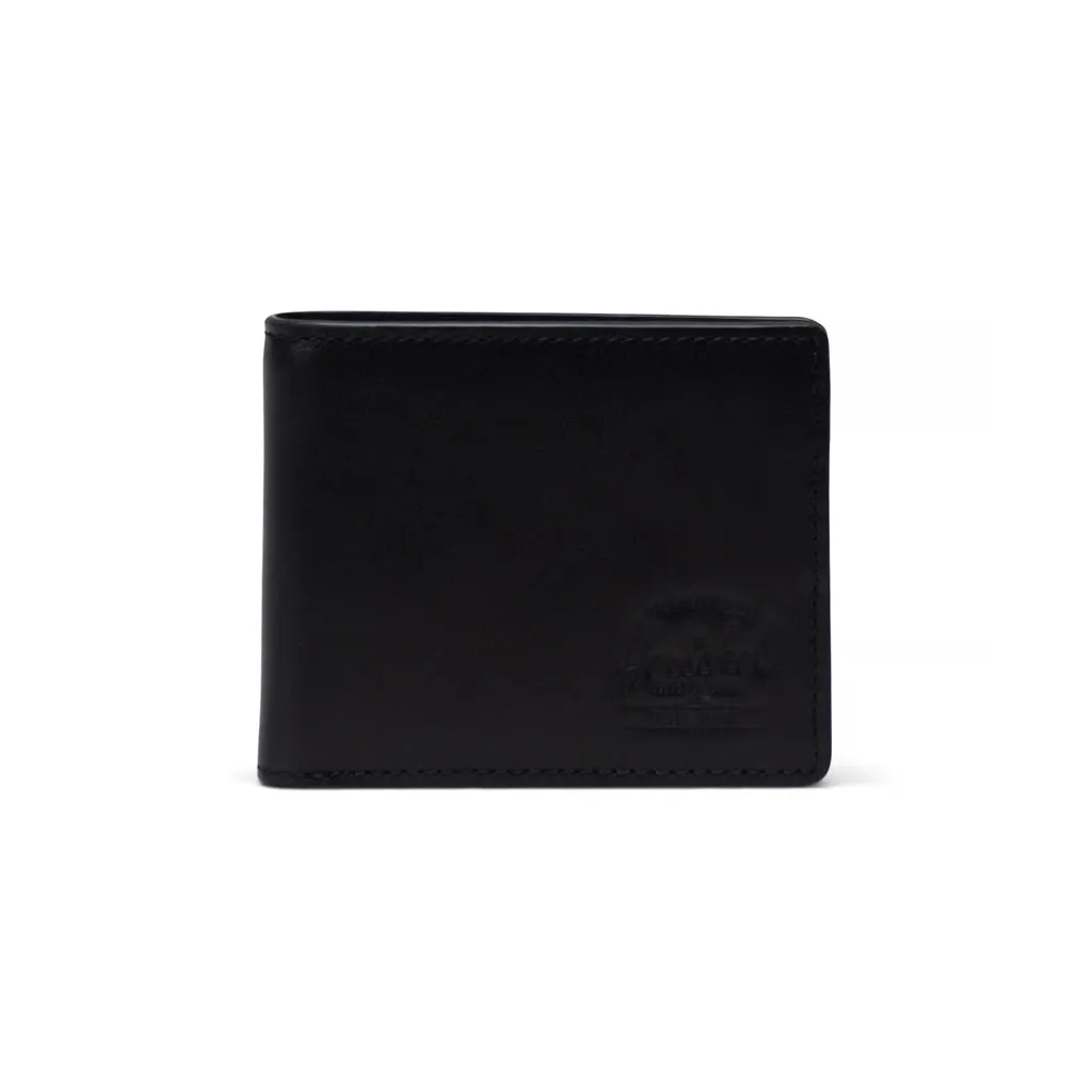 HERSCHEL HANK LEATHER RFID WALLET - BLACK