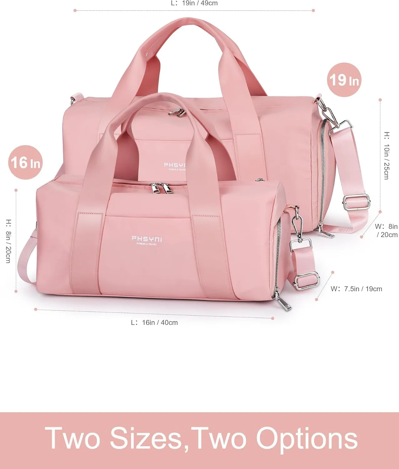 in for with Compact 16" Gym & for Travel Shoe Reliable Compartment, Wet Pocket Sports Stylish Perfect Pink Workouts, - Mini Women Retro-inspired Duffle & Bag